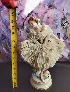 Antique Dresden German Porcelain Figurine X Large 12 5 Inches Tall Ballerina