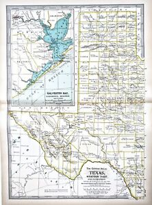 Old 1897 Texas Map Original El Paso Presidio Eagle Pass Railroads Townships