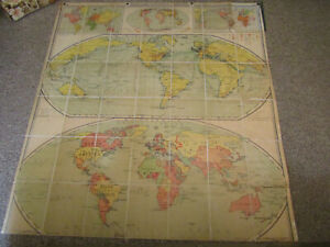 Vintage 1931 Denoyer Geppert World Map S9 Series 7th Edition Folds Book Style