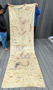 Large Rare Antique Chinese Silk Textile Tapestry Panel Qing