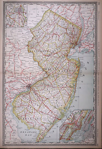 1887 Map New Jersey Authentic Atlas Map 14x20 Free S H 078