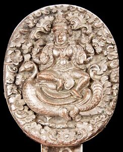 Antique East Indian Chased Repouss Chatelaine Hindu Goddess Saraswati India Old