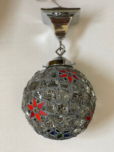 Antique Arts Crafts Art Nouveau Leaded Chunk Glass Shade Pendant Chandelier