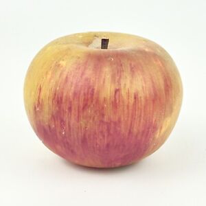 Early Antique Alabaster Red Yellow Apple Stone Fruit Wood Stem Beautiful Patina