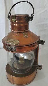 Vintage Original Maritime Ship Masthead Old Copper Marine Kerosene Lamp