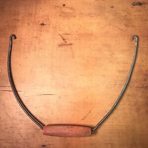 Antique Bucket Handle 10 W X 7 D Wire Wood With Traces Of Original Red Paint