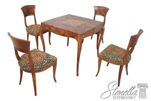 L63779ec Italian Vintage Olivewood Game Table 4 Chairs