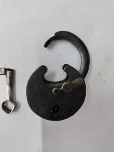 1800 Antique Vintage Brass Padlock With Key Working Lock Old Rare Collectible