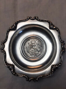 Sterling Silver Ashtray With 1915 Un Sol Pervian Coin Excellent Condition