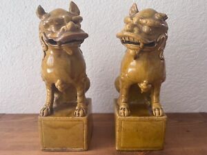 Antique Chinese Ceramic Foo Dogs Guangdong Province Lark Mason Appraisal