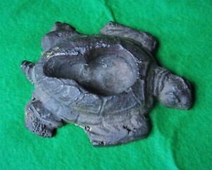 Antique Ooak Bronzed Cast Iron Marine Sea Turtle Pipe Rest Paperweight End Day