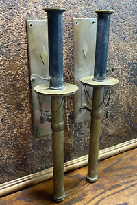 Pair Of Antique Railroad Pullman Car Wall Candlestick Sconces Train Candle Stick