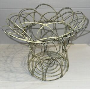 Primitive Vtg Collapsible Folding Wire Egg Basket Farmhouse Kitchen
