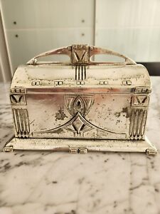 Antique Big German Wmf Silver Plated Jewelry Casket Box
