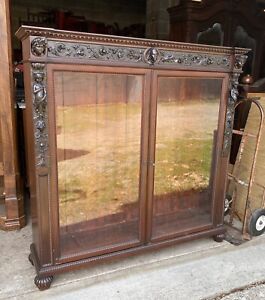 Paine S Furniture Co 2 Door Carved Lady Mahogany Bookcase