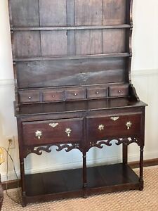 Antique English Petite Welsh Dresser Sideboard Server Buffet Jacobean Hutch