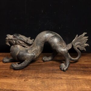 12 Chinese Antique Bronze Handmade Ancient Dragon Fengshui Statue B2