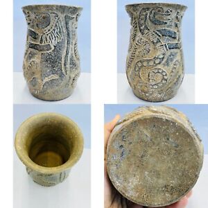 Ancient Near Eastern Carved Stone Lion Beast Anaconda Rare Vase 100 Bc