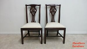 Pair Henkel Harris Side Chairs Dining Room Mahogany Chippendale 102s B