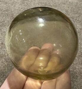 Vintage Hand Blown Glass Fishing Float Yellow Amber 3 Japanese