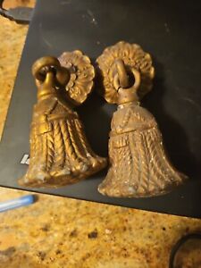 2 Antique Cast Metal Brass Colored Faux Tassle Drawer Pulls Salvaged Victorian