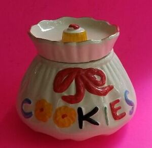 Vintage Antique Colorful Ceramic Cookie Jar With Excellent Bright Colors
