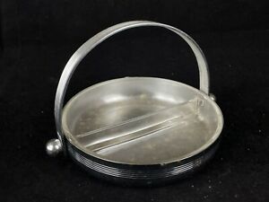 Vintage Chase Antique Art Deco Duo Glass Insert Jelly Dish Condiment