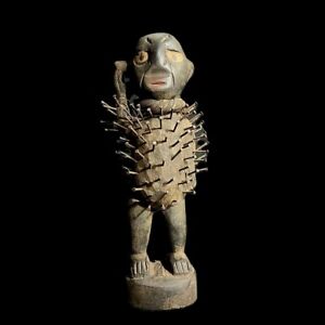 African Figure Hand Tribal Hand Carved Statue Tribal Nkisi Nkondi Vodoo G1451