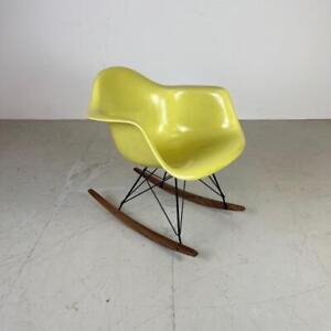 Vintage 1950s Eames Herman Miller Rar Rocking Chair In Lemon Yellow 3816