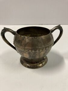 Sugar Bowl Antique Vintage Viking Silver Plate Canada Silverplated Beaded Trim