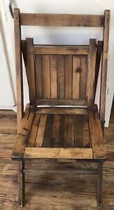 Vintage Early 1900 S Wooden Slat Folding Chair Deck Patio Primitive Decor