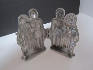 Antique E C Co 627 Pewter Hinged Two Piece Bride And Groom Ice Cream Mold