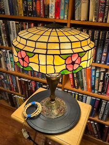 Antique Royal Co Lamp Lamb Bros Green Leaded Glass Lamp Shade Chicago Bros 