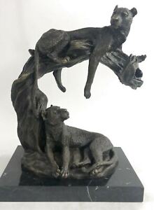 Collectible Statue Bronze Sculpture Animal Barye Wildlife African Lion Figurine