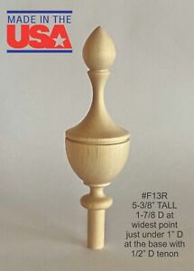 Wood Finial Unfinished For Clock Bed Or Furniture Finial F13r