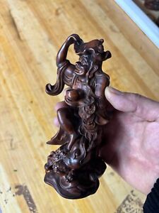 Antique Buddha Statue Carved Wood Boxwood Carving Carved Golden Toad Wooden Rare