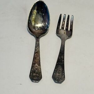 Antique 1847 Rogers Brothers Child Silverware Set Silver Spoon Fork Xs Triple