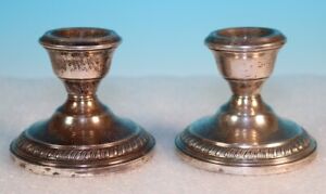Vintage Pair Revere Silversmiths Sterling Silver Candle Sticks Weighted