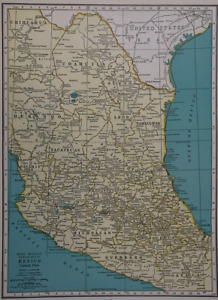 Old 1944 Rand Mcnally Atlas Map Guerrero Jalisco Hidalgo Varacruz Mexico