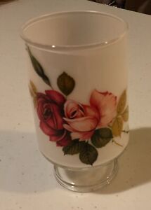 1960 S White Apothecary Jar With Roses No Lid