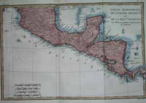 1780 Rare Original Map Mexico Yucatan Nicaragua Guatemala El Salvador Honduras