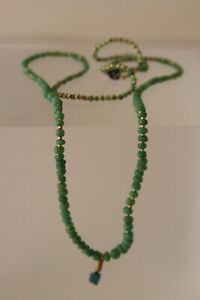 Rare Ancient Egyptian Green Gold Hardstone Bead Necklace C 5 4th Century Bc