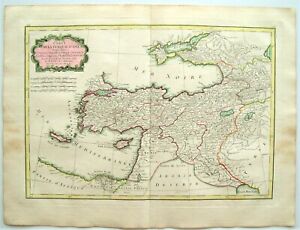 Turkish Empire The Holy Land Bonne 1780 Antique Map Original Outline Color