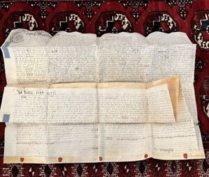 Rare 1726 Large Vellum Handwritten Indenture Manuscript Legal Document Old C4