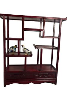 Vintage Mid Century Modern Chinese Wall Standalone Curio Shelf For Collectibles