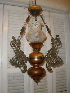 Celling Lamp Antique Brass Wood Mushroom Lamp Style