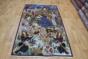 Fine Handmade Persian Kashmar Rug Of Pictorial And Floral Design 212 X 125 Cm