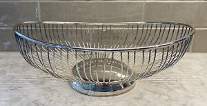 Vintage Leonard Silver Plated Wire Bread Basket Fruit Bowl Mid Century Modern