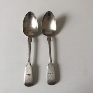 Lot Of 2 Sterling Silver H7 J W Vintage Collectible Spoons Reindeer Engraving