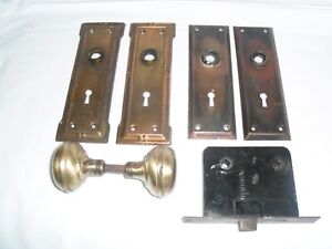Lot Of Vintage Door Hardware Back Plates Door Knob Set Peterboro Key Entry